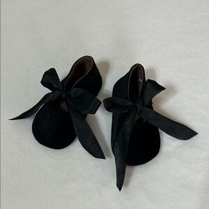 Elegant Black Kids Dress Shoes with Ribbon